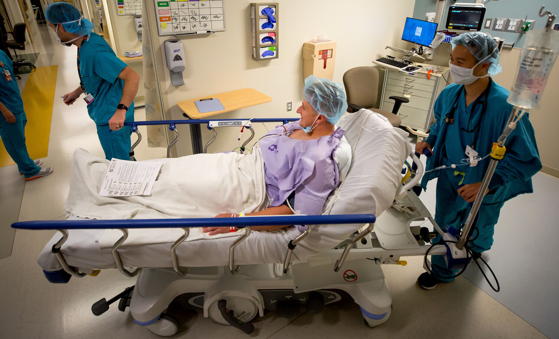Kendrick Pittman and George Sallaberry getting prepped for surgery